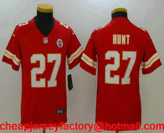 Youth Kansas City Chiefs #27 Kareem Hunt Red 2017 Vapor Untouchable Stitched NFL Nike Limited Jersey
