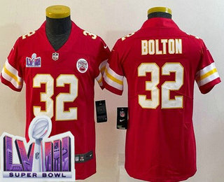 Youth Kansas City Chiefs #32 Nick Bolton Limited Red LVIII Super Bowl Vapor Jersey