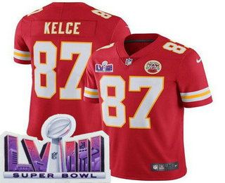 Youth Kansas City Chiefs #87 Travis Kelce Limited Red LVIII Super Bowl Vapor Jersey