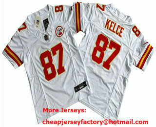 Youth Kansas City Chiefs #87 Travis Kelce Limited White FUSE Vapor Jersey