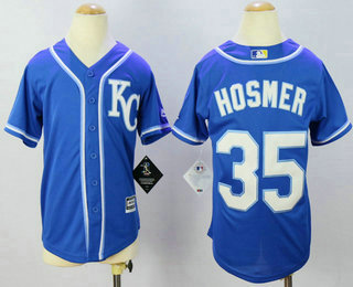 Youth Kansas City Royals #35 Eric Hosmer Alternate Blue KC 2015 MLB Cool Base Jersey