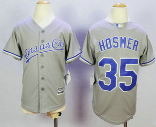 Youth Kansas City Royals #35 Eric Hosmer Gray Road Cool Base Baseball Jersey