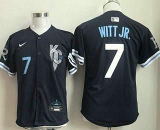 Youth Kansas City Royals #7 Bobby Witt Jr Navy City Limited Jersey