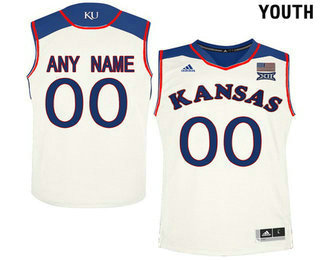 Youth Kansas Jayhawks Customized College Basketball Authentic Jersey - White
