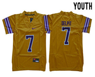 Youth LSU Tigers #7 Grant Delpit Gold 2017 Vapor Untouchable Stitched Nike NCAA Jersey