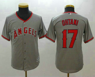 Youth Los Angeles Angels #17 Shohei Ohtani Gray Road Stitched MLB Cool Base Jersey