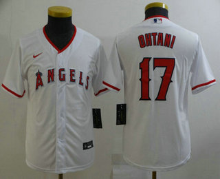 Youth Los Angeles Angels #17 Shohei Ohtani White Stitched MLB Cool Base Nike Jersey