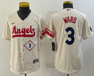 Youth Los Angeles Angels #3 Taylor Ward Number Cream 2022 City Connect Cool Base Stitched Jersey