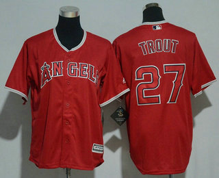 Youth Los Angeles Angels of Anaheim #27 Mike Trout Red MLB Baseball Jersey