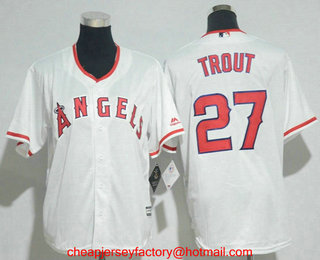 Youth Los Angeles Angels of Anaheim #27 Mike Trout White Home Stitched MLB Cool Base Jersey