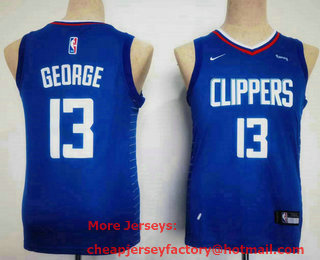 Youth Los Angeles Clippers #13 Paul George Royal Stitched Jersey
