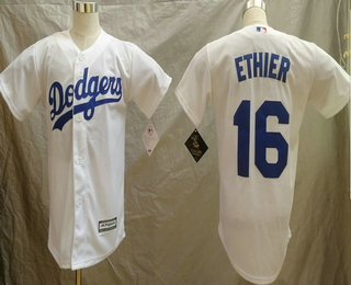 Youth Los Angeles Dodgers #16 Andre Ethier White Home MLB Cool Base Jersey