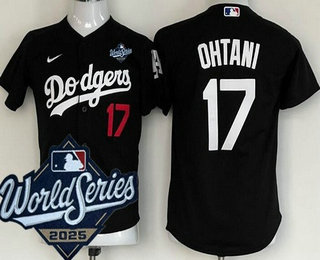 Youth Los Angeles Dodgers #17 Shohei Ohtani Black 2025 World Series Limited Jersey