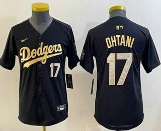 Youth Los Angeles Dodgers #17 Shohei Ohtani Black Gold Limited Jersey