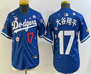 Youth Los Angeles Dodgers #17 Shohei Ohtani Blue Japanese 2025 Tokyo Series Limited Jersey