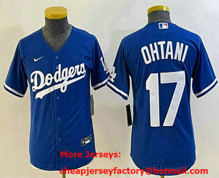 Youth Los Angeles Dodgers #17 Shohei Ohtani Blue Stitched Cool Base Nike Jersey