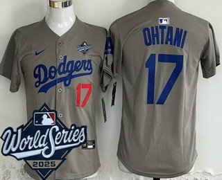 Youth Los Angeles Dodgers #17 Shohei Ohtani Gray 2025 World Series Limited Jersey
