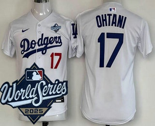 Youth Los Angeles Dodgers #17 Shohei Ohtani White 2025 World Series Limited Jersey