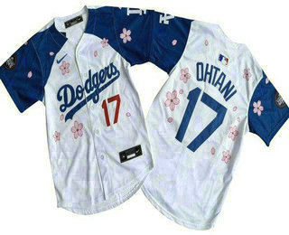 Youth Los Angeles Dodgers #17 Shohei Ohtani White Blue 2025 Tokyo Series Limited Jersey