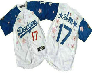Youth Los Angeles Dodgers #17 Shohei Ohtani White Blue Jananese 2025 Tokyo Series Limited Jersey