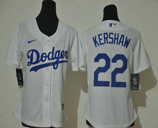 Youth Los Angeles Dodgers #22 Clayton Kershaw White Stitched MLB Cool Base Nike Jersey