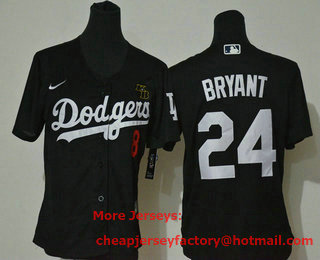 Youth Los Angeles Dodgers #24 Kobe Bryant Black KB Patch Stitched MLB Cool Base Nike Jersey