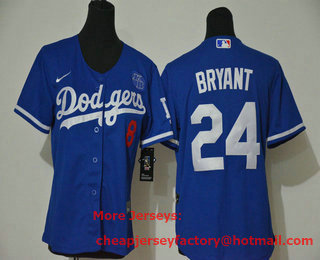 Youth Los Angeles Dodgers #24 Kobe Bryant Blue KB Patch Stitched MLB Cool Base Nike Jersey
