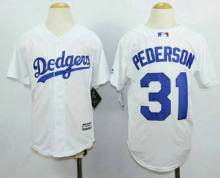 Youth Los Angeles Dodgers #31 Joc Pederson White Home Cool Base Baseball Jersey