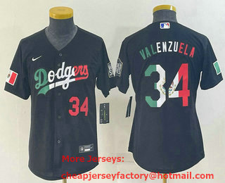Youth Los Angeles Dodgers #34 Toro Valenzuela Mexico Number Black Cool Base Stitched Baseball Jersey