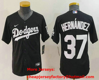 Youth Los Angeles Dodgers #37 Teoscar Hernandez Black Cool Base Stitched Jersey