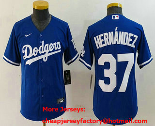 Youth Los Angeles Dodgers #37 Teoscar Hernandez Blue Cool Base Stitched Jersey