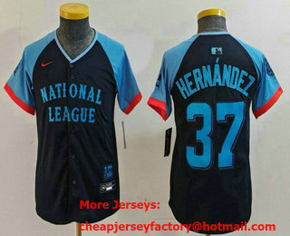 Youth Los Angeles Dodgers #37 Teoscar Hernandez Navy 2024 All Star Limited Stitched Jersey