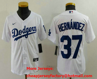 Youth Los Angeles Dodgers #37 Teoscar Hernandez White Cool Base Stitched Jersey