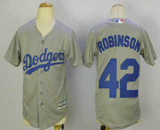 Youth Los Angeles Dodgers #42 Jackie Robinson Gray Alternate Stitched MLB Cool Base Jersey