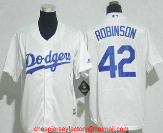 Youth Los Angeles Dodgers #42 Jackie Robinson Retired White Stitched MLB Cool Base Jersey