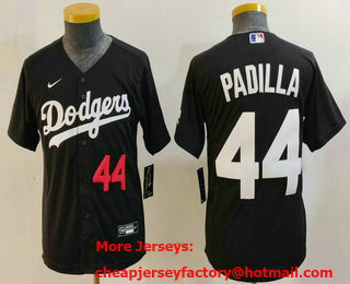 Youth Los Angeles Dodgers #44 Vicente Padilla Number Black Cool Base Stitched Jersey