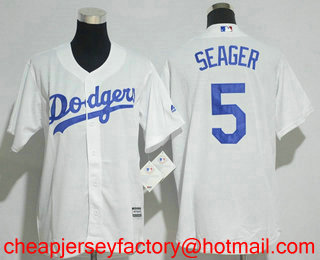 Youth Los Angeles Dodgers #5 Corey Seager White Home Stitched MLB Cool Base Jersey
