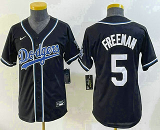 Youth Los Angeles Dodgers #5 Freddie Freeman Black Fashion Baseball Jersey