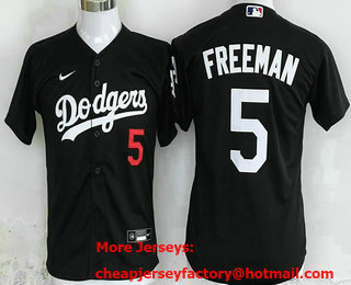 Youth Los Angeles Dodgers #5 Freddie Freeman Black Number Cool Base Stitched Nike Jersey