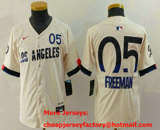 Youth Los Angeles Dodgers #5 Freddie Freeman Cream 2024 City Connect Limited Jersey