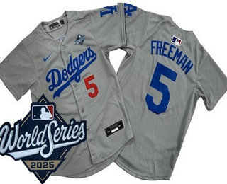 Youth Los Angeles Dodgers #5 Freddie Freeman Gray 2025 World Series Limited Jersey