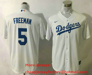 Youth Los Angeles Dodgers #5 Freddie Freeman White 2022 Cool Base Stitched Nike Jersey