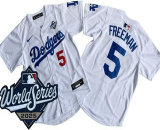 Youth Los Angeles Dodgers #5 Freddie Freeman White 2025 World Series Limited Jersey