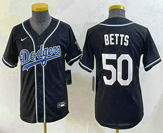 Youth Los Angeles Dodgers #50 Mookie Betts Black Fashion Baseball Jersey