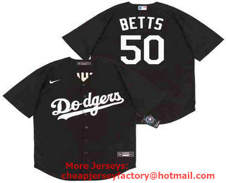 Youth Los Angeles Dodgers #50 Mookie Betts Black Stitched MLB Cool Base Nike Jersey