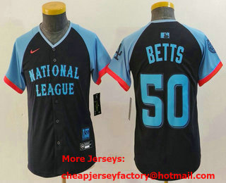 Youth Los Angeles Dodgers #50 Mookie Betts Navy 2024 All Star Limited Stitched Jersey