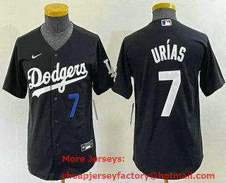 Youth Los Angeles Dodgers #7 Julio Urias Number Black Turn Back The Clock Stitched Cool Base Jersey 01