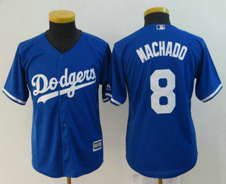 Youth Los Angeles Dodgers #8 Manny Machado Alternate Blue MLB Cool Base Jersey