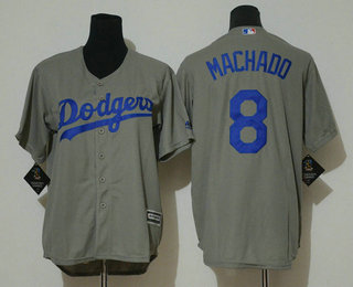 Youth Los Angeles Dodgers #8 Manny Machado Gray Stitched MLB Cool Base Jersey