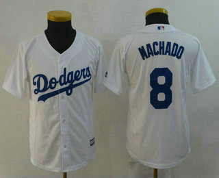 Youth Los Angeles Dodgers #8 Manny Machado White Home Cool Base Jersey